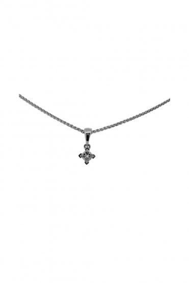 18ct White Gold Single Stone Diamond Pendant Claw Set 0.20ct Princess Cut