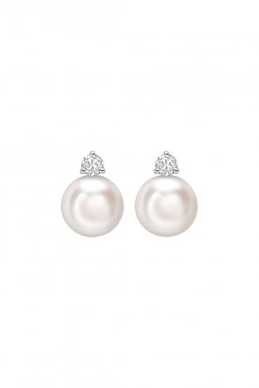  18ct White Gold South Sea Pearl & Diamond Stud Earrings 18ct White Gold Butterflies