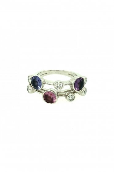 18ct White Gold Spinel & Diamond Ring