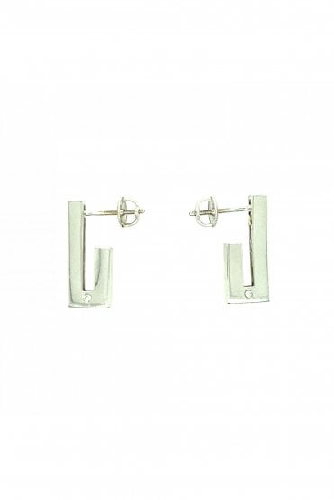 18ct White Gold Square Half Hoop Diamond Earrings