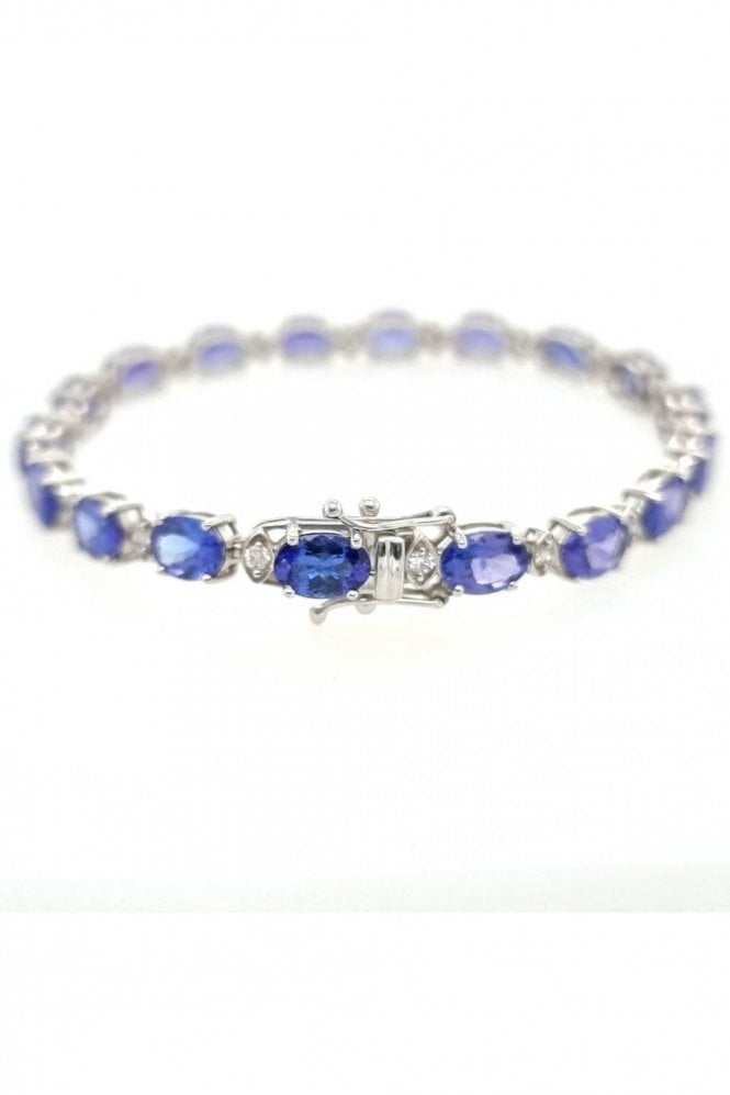 18ct White Gold Tanzanite & Diamond Bracelet Oval Tanzanite 16.26ct