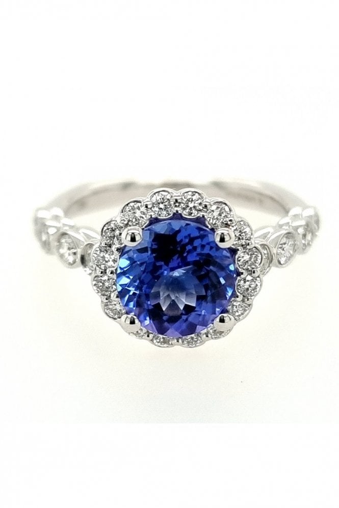 18ct White Gold Tanzanite & Diamond Ring Mount Diamond Weight 0.50ct Round Brilliant Cut