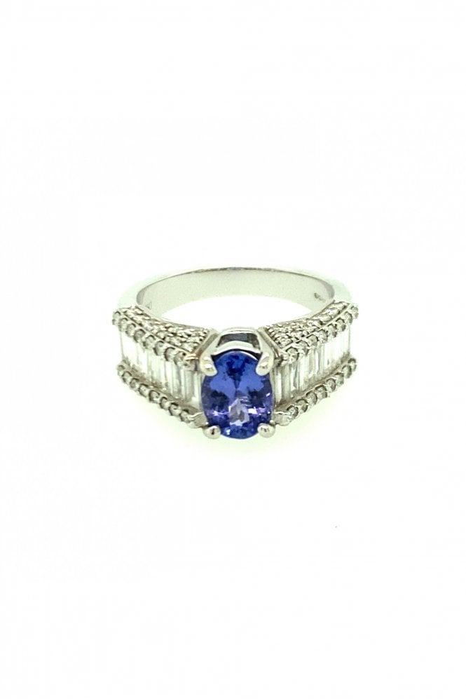 18ct White Gold Tanzanite Diamond Ring Oval Cut Tanzanite 1.35ct
