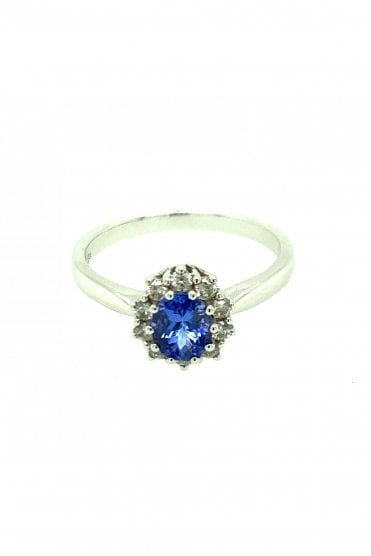 18ct White Gold Tanzanite & Diamond Ring