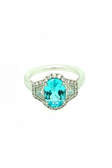 18ct White Gold Tourmaline & Diamond Ring Tourmaline Weight 1.66ct Oval Cut