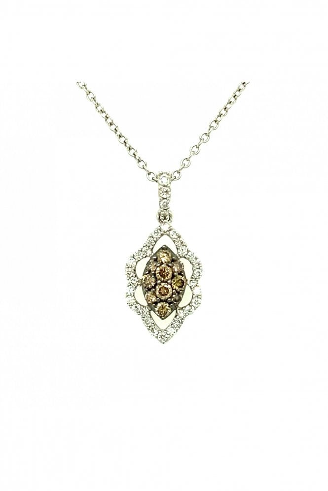 18ct White Gold Truffle & White Diamond Pendant