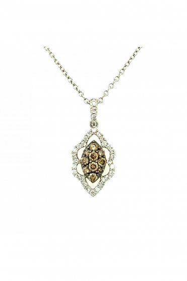 18ct White Gold Truffle & White Diamond Pendant