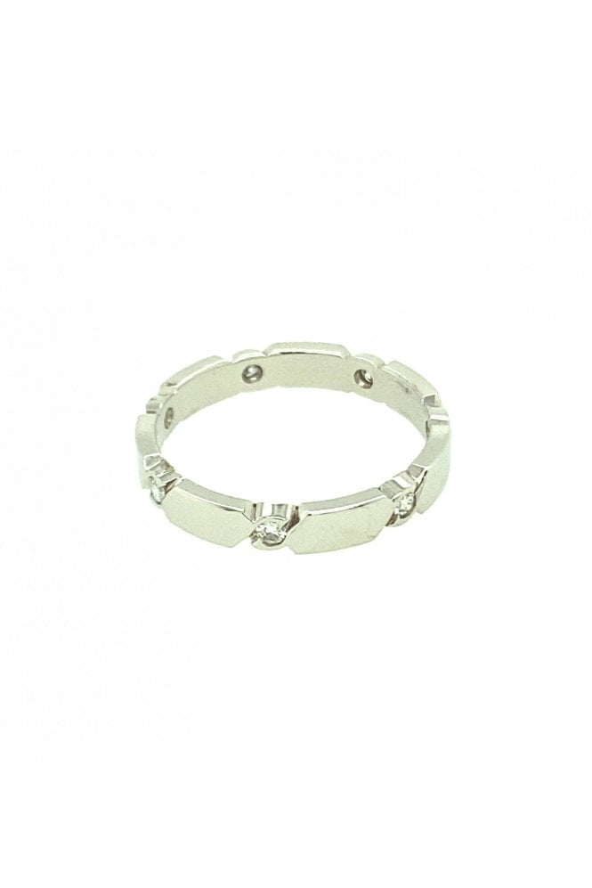 Christian Bauer 18ct White Gold Wedding Band RubOver  Set 0.14ct Round Brilliant Cut Diamonds