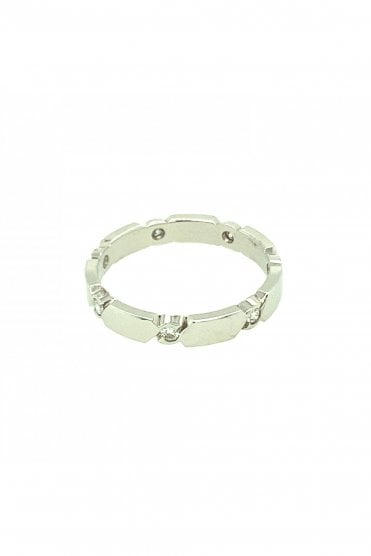 18ct White Gold Wedding Band RubOver Set 0.14ct Round Brilliant Cut Diamonds