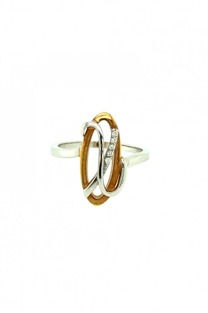 18ct White & Rose Gold Diamond Ring 18ct White Gold Grain Set