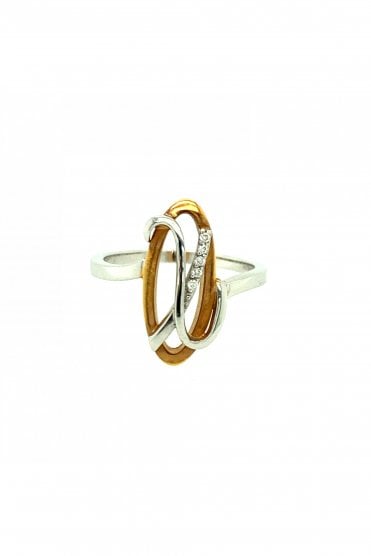 18ct White & Rose Gold Diamond Ring 18ct White Gold Grain Set