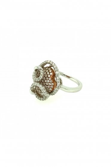 18ct White & Rose Gold Fancy Diamond Ring Total Diamond Weight 1.48ct