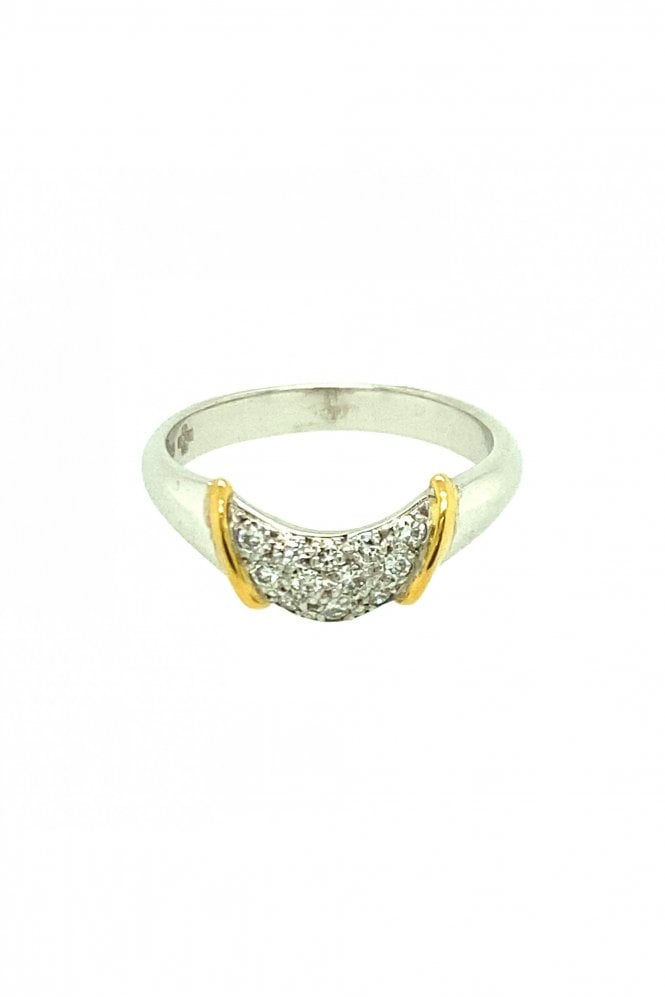 18ct White & Yellow Gold Diamond Ring Pave Set Round Brilliant 0.22ct