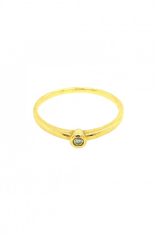 18ct Yellow Gold 0.03ct Diamond Ring 18ct Yellow Gold Rubover Set