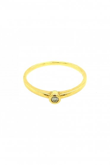 18ct Yellow Gold 0.03ct Diamond Ring 18ct Yellow Gold Rubover Set