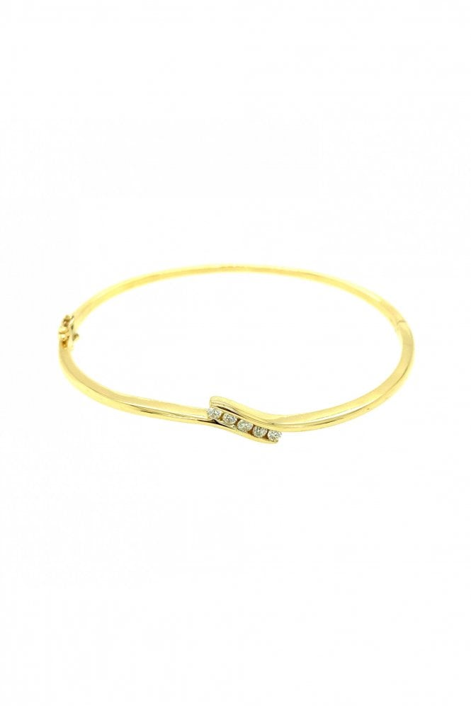 18ct Yellow Gold 5 Stone Diamond Bangle 0.26ct Round Brilliant Diamond Cut