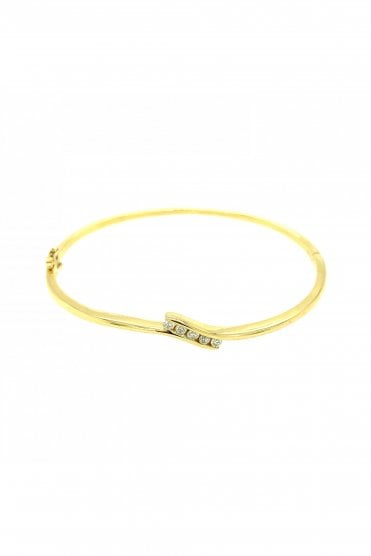 18ct Yellow Gold 5 Stone Diamond Bangle 0.26ct Round Brilliant Diamond Cut