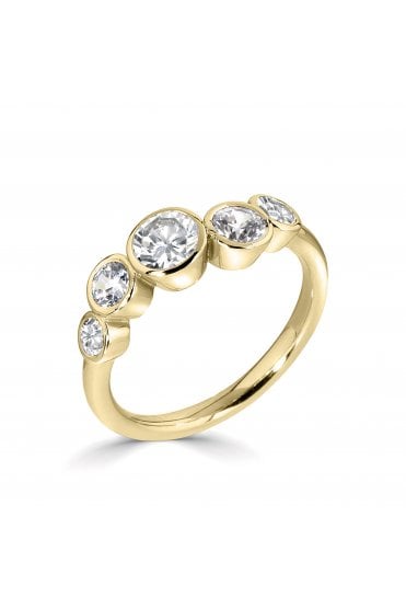18ct Yellow Gold 5 Stone "Wave" Ring 18ct Yellow Gold Rub-over Set