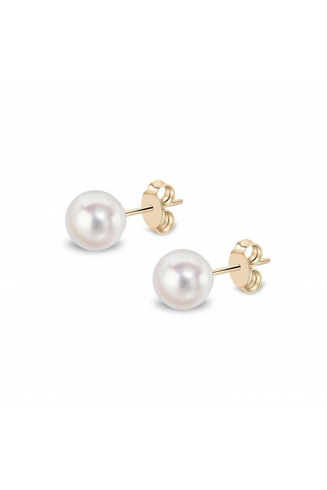 18ct Yellow Gold Akoya Pearl Stud Earrings 18ct Yellow Gold Butterflies