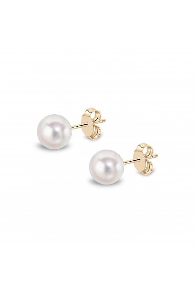 18ct Yellow Gold Akoya Pearl Stud Earrings 18ct Yellow Gold Butterflies