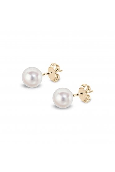18ct Yellow Gold Akoya Pearl Stud Earrings 18ct Yellow Gold Butterflies