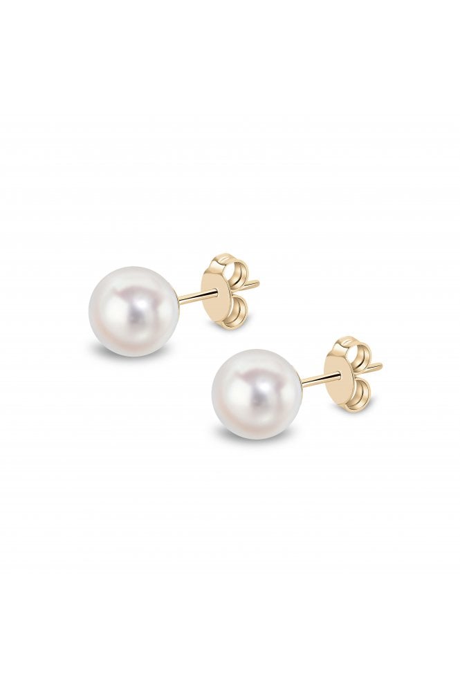 18ct Yellow Gold Akoya Pearl Stud Earrings 18ct Yellow Gold Posts & Butterflies