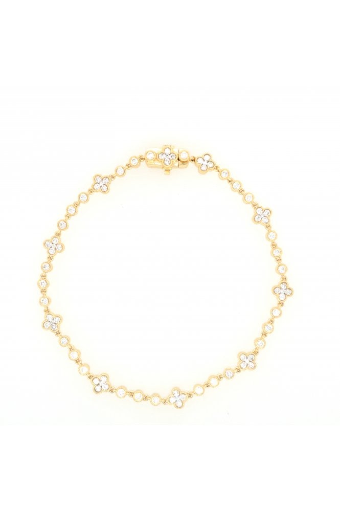 18ct Yellow Gold and Diamond Bracelet 18ct Yellow Gold Rubbed Over Millgrain Set