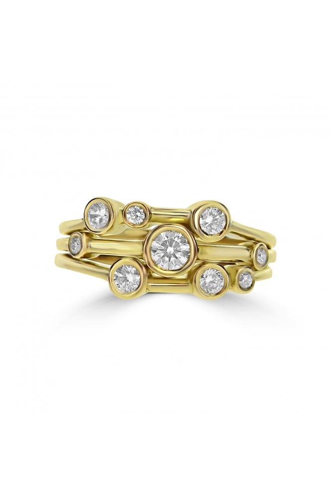 18ct Yellow Gold Bubble Stone Diamond Ring Round Brilliant 0.62ct