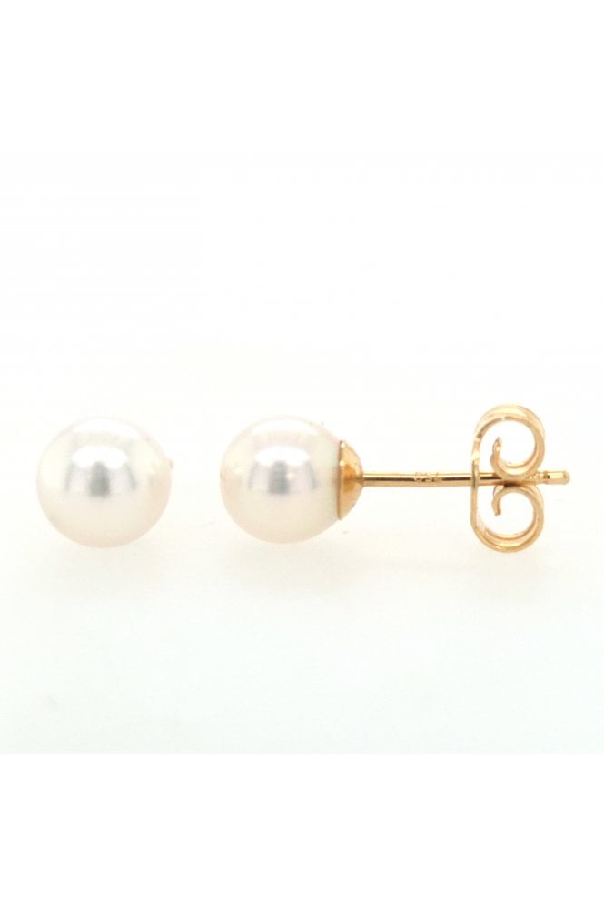 18ct Yellow Gold Cultured Akoya Pearl Stud Earrings
