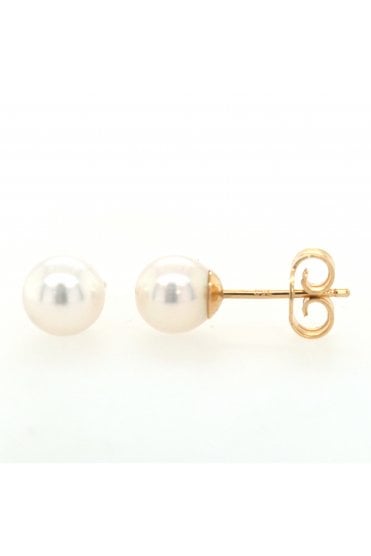 18ct Yellow Gold Cultured Akoya Pearl Stud Earrings