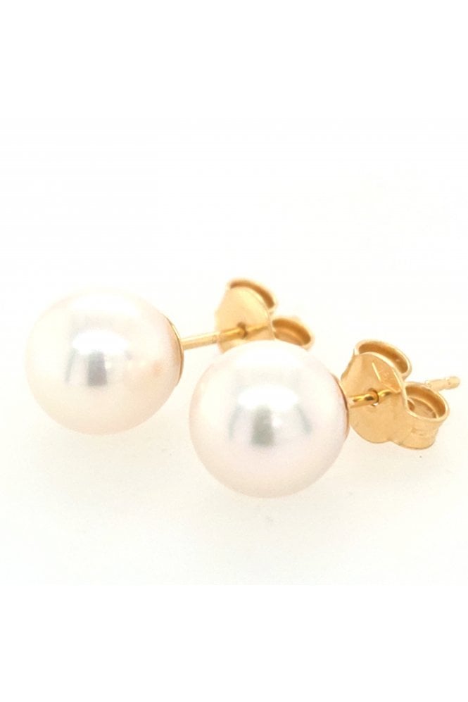 18ct Yellow Gold Cultured Akoya Pearl Stud Earrings