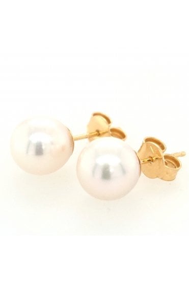 18ct Yellow Gold Cultured Akoya Pearl Stud Earrings