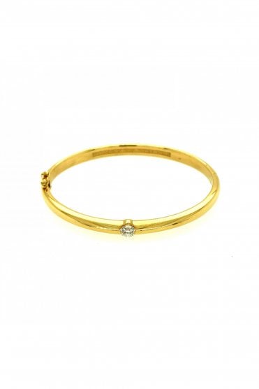 18ct Yellow Gold Diamond Bangle Tension Set 0.25ct Round Brilliant