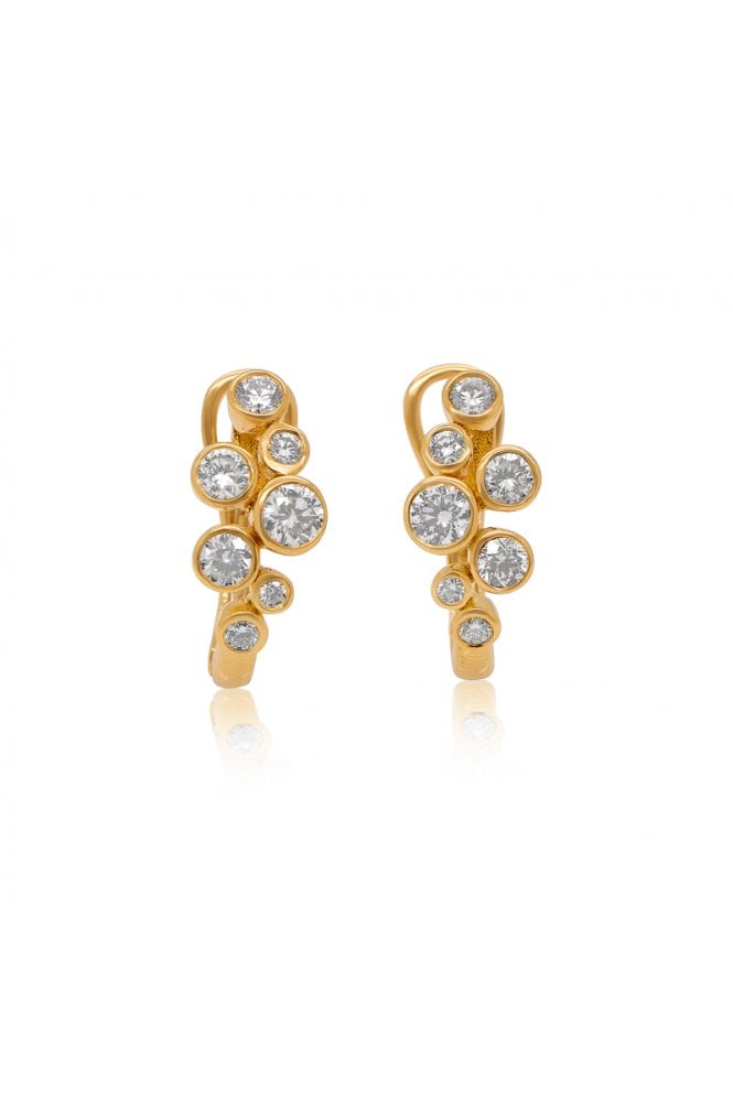 18ct Yellow Gold Diamond Bubble Hoop Earrings 18ct Yellow Gold Rub-over Set