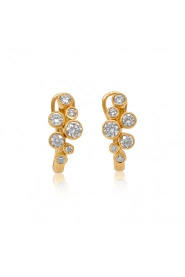 18ct Yellow Gold Diamond Bubble Hoop Earrings 18ct Yellow Gold Rub-over Set