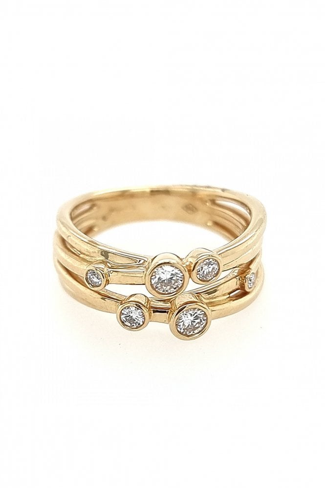 18ct Yellow Gold Diamond Bubble Ring 18ct Yellow Gold Rub-over Set