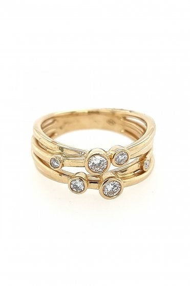 18ct Yellow Gold Diamond Bubble Ring 18ct Yellow Gold Rub-over Set