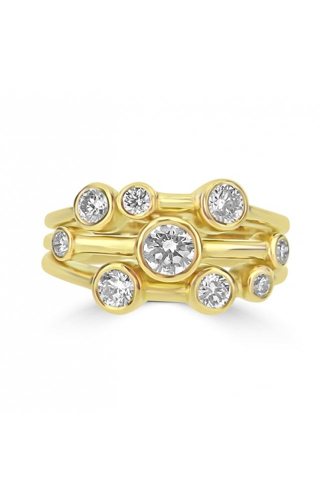 18ct Yellow Gold Diamond Bubble Ring 18ct Yellow Gold Rub-over Set