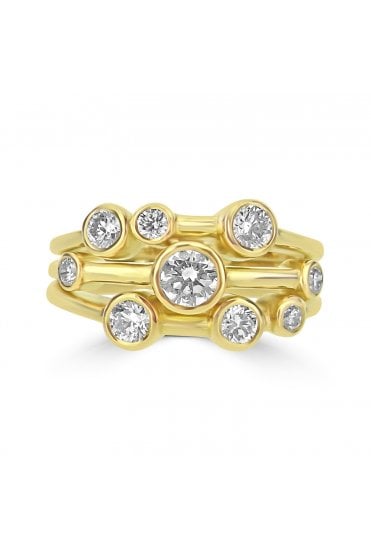 18ct Yellow Gold Diamond Bubble Ring 18ct Yellow Gold Rub-over Set