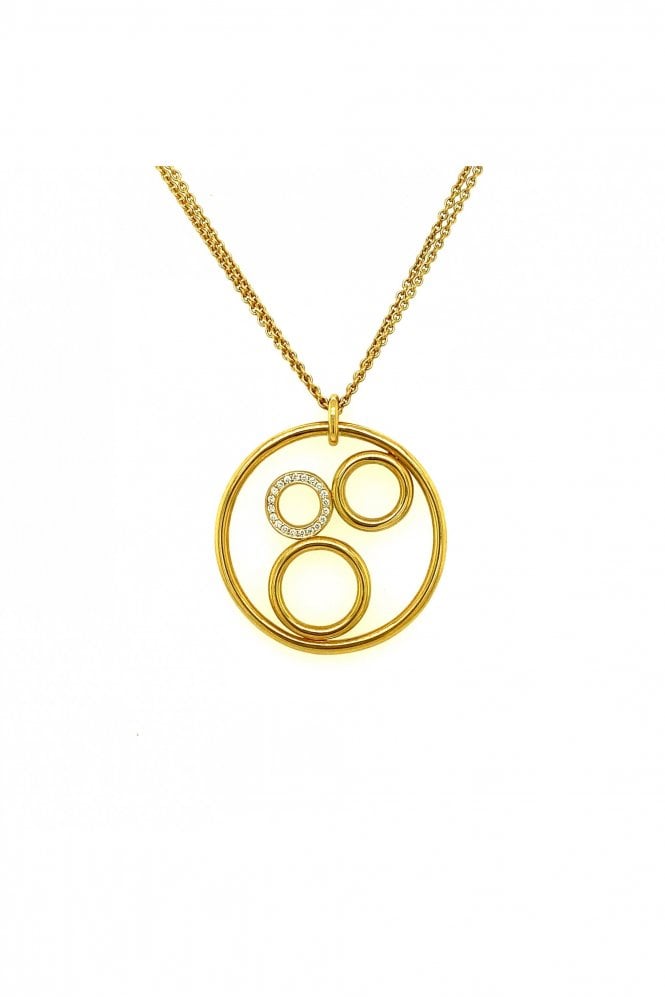 18ct Yellow Gold Diamond Circle Pendant 18ct Yellow Gold Two Row Chain
