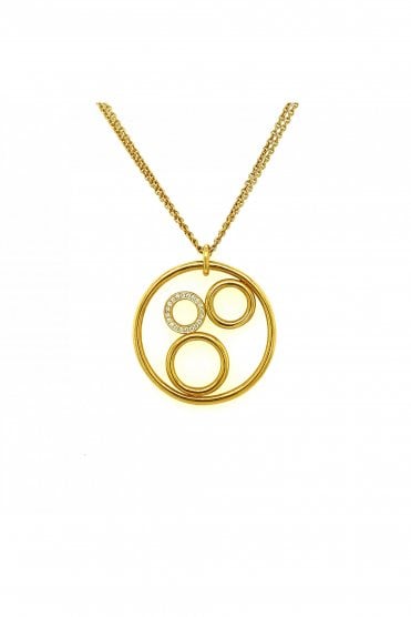 18ct Yellow Gold Diamond Circle Pendant 18ct Yellow Gold Two Row Chain
