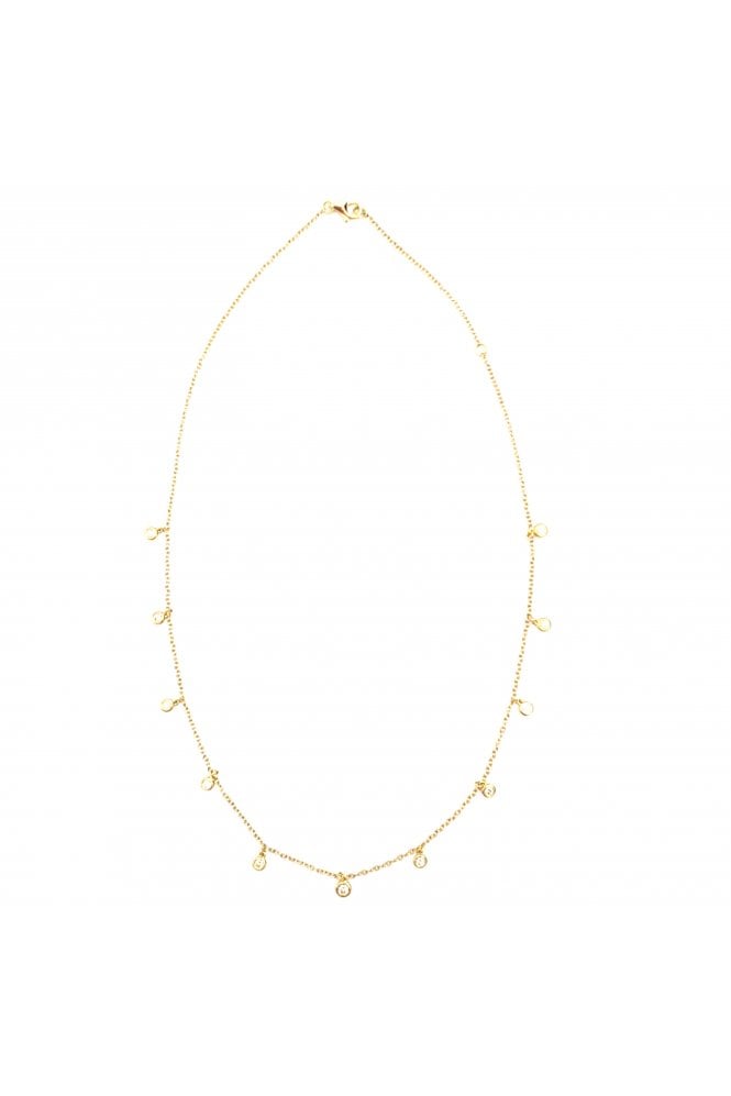 18ct Yellow Gold Diamond Drop Necklace 18ct Yellow Gold Rubbed Over Set