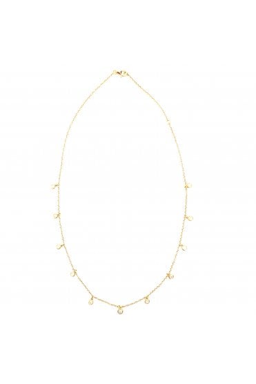 18ct Yellow Gold Diamond Drop Necklace 18ct Yellow Gold Rubbed Over Set