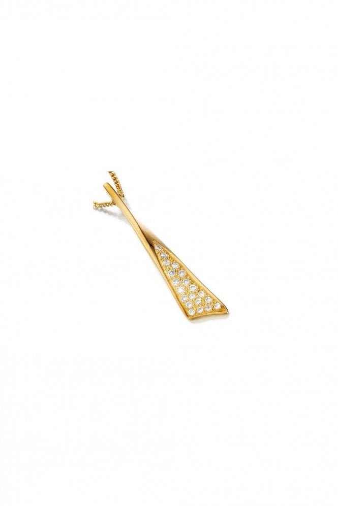 18ct Yellow Gold Diamond Drop Pendant With Chain