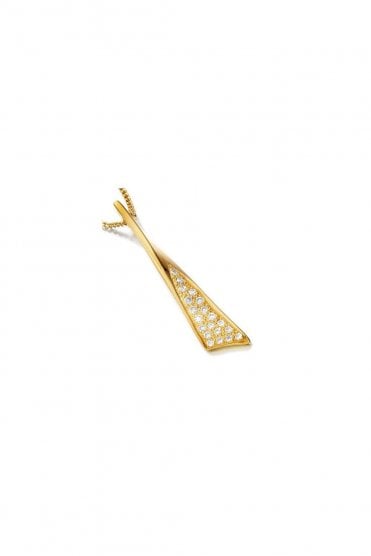 18ct Yellow Gold Diamond Drop Pendant With Chain