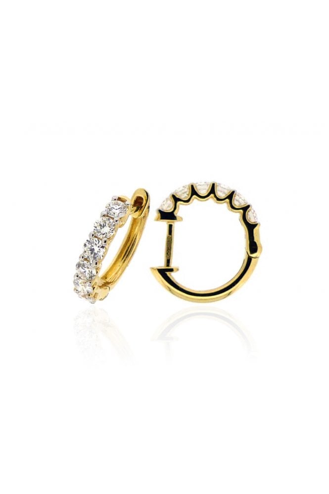 18ct Yellow Gold Diamond Hoop Earrings 18ct Yellow Gold Claw Set