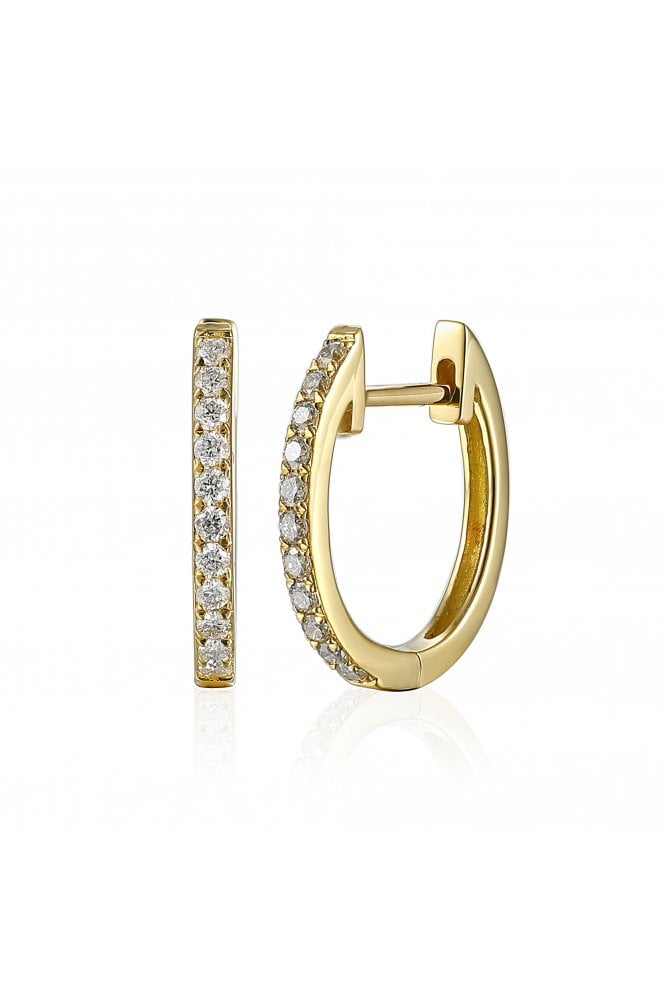 18ct Yellow Gold Diamond Hoop Earrings 18ct Yellow Gold Micro Claw Set