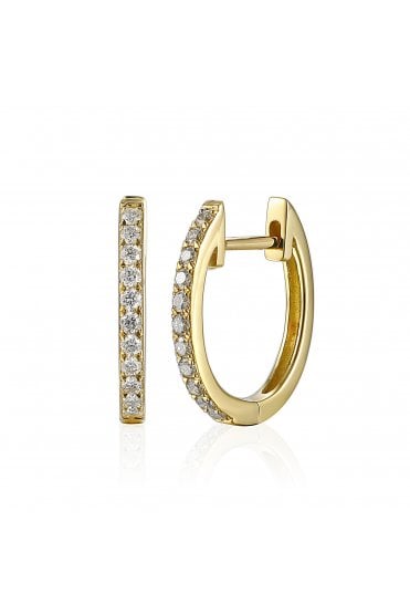 18ct Yellow Gold Diamond Hoop Earrings 18ct Yellow Gold Micro Claw Set