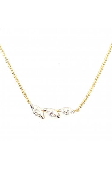 18ct Yellow Gold Diamond Necklace 18ct White Gold Claw Set