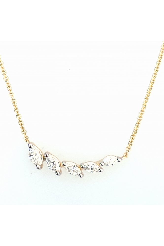 18ct Yellow Gold Diamond Necklace 18ct White Gold Claw Set